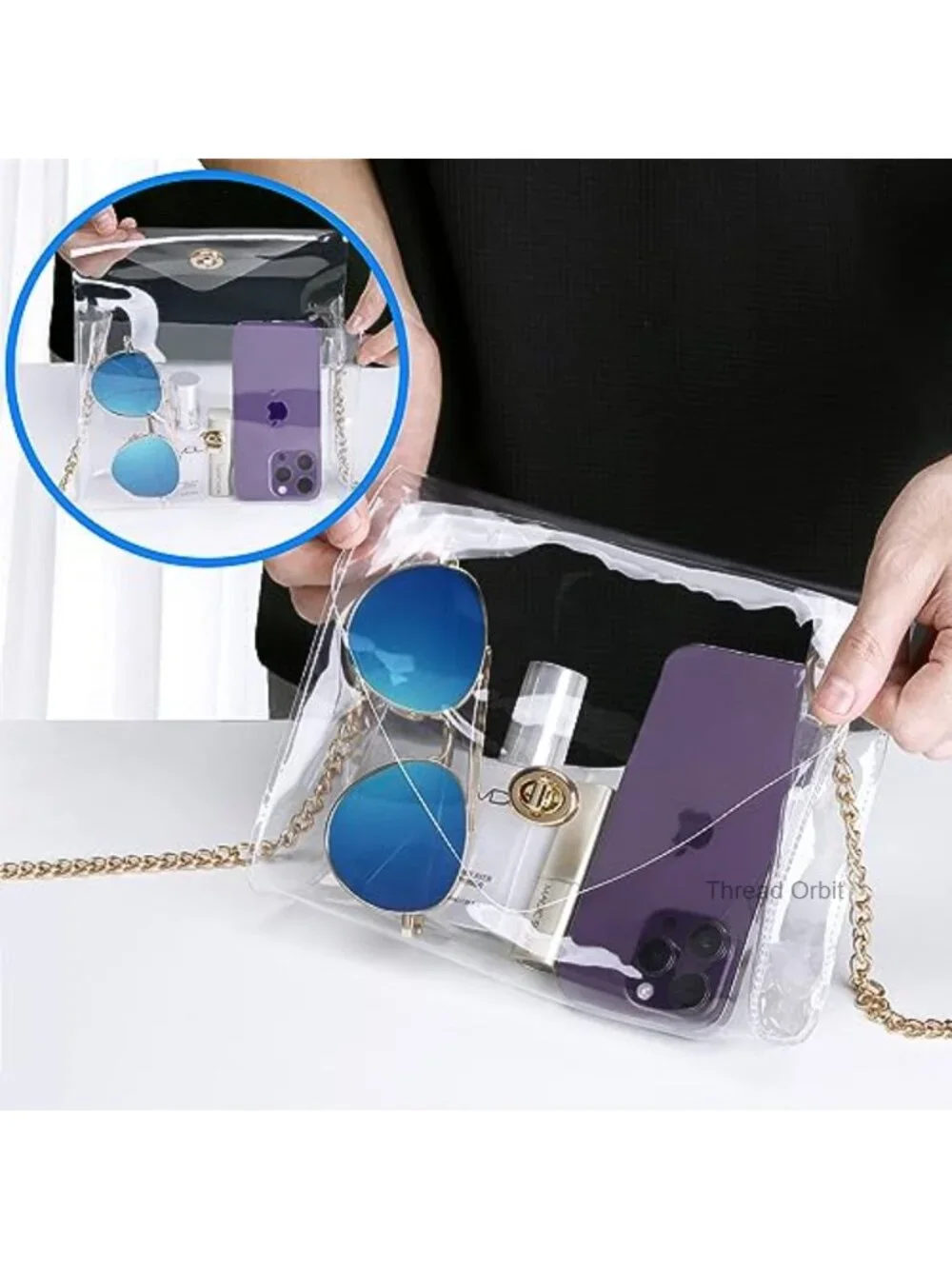 Clear PVC Crossbody Bag Stadium Approved Concert Tote Chain Strap